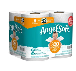 Toilet Paper 8 Mega Rolls - Angel Soft