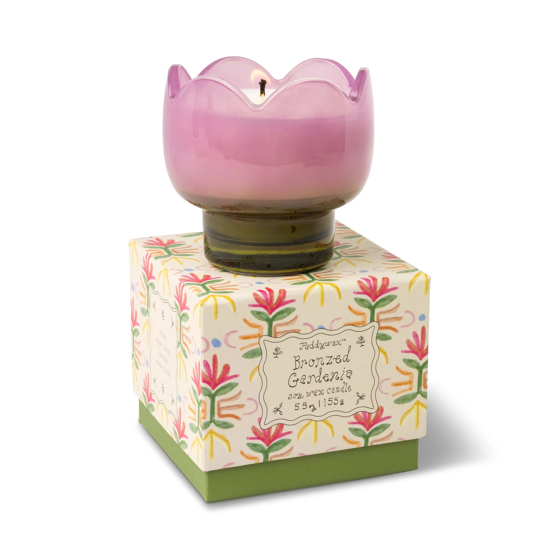Floral Bronzed Gardenia Glass Candle