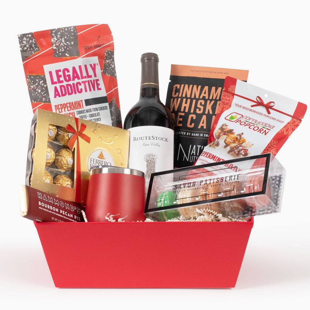 Red custom gift basket