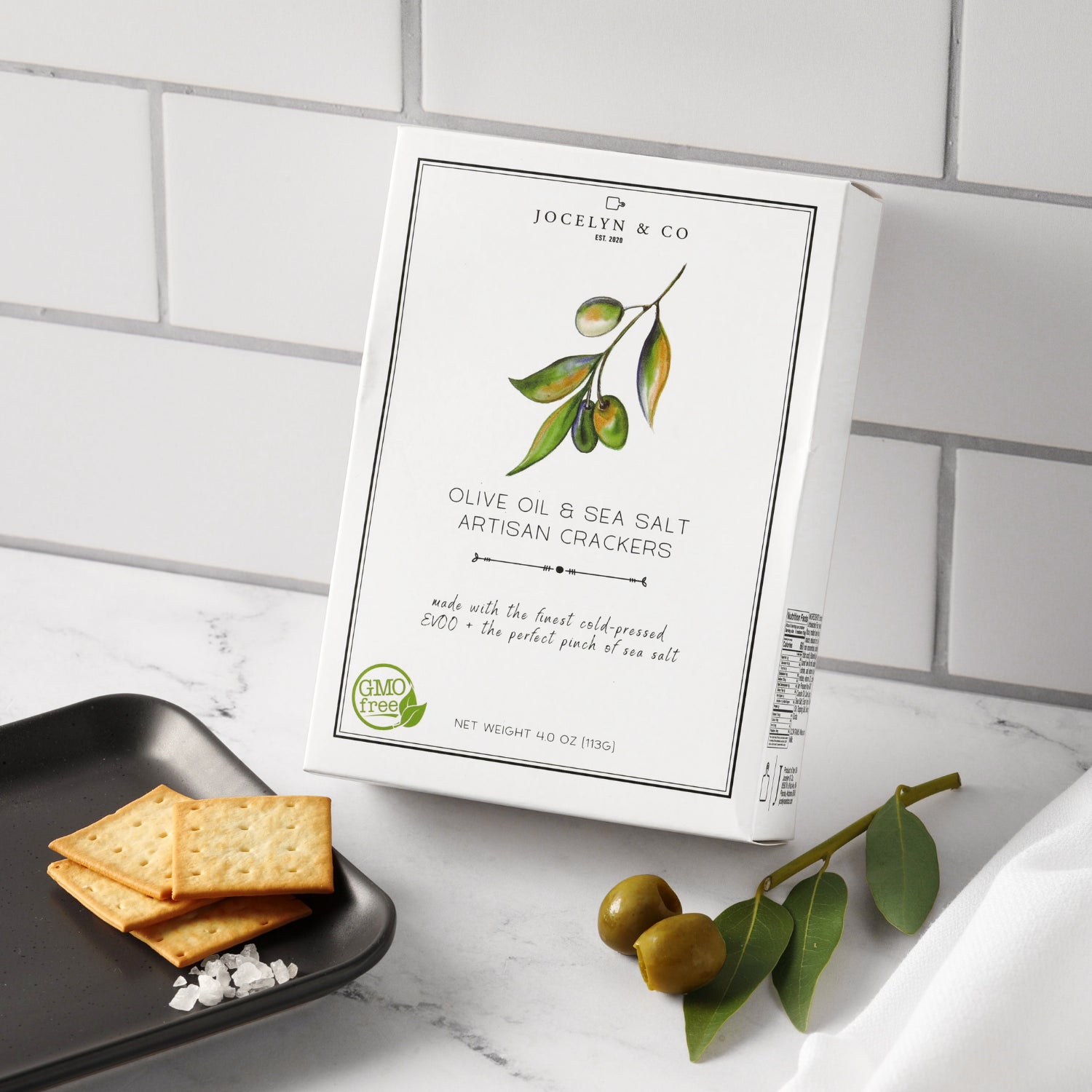 Olive Oil & Sea Salt Artisan Crackers - Jocelyn & Co