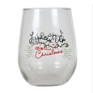 Lighten Up it's Christmas Wine Glass